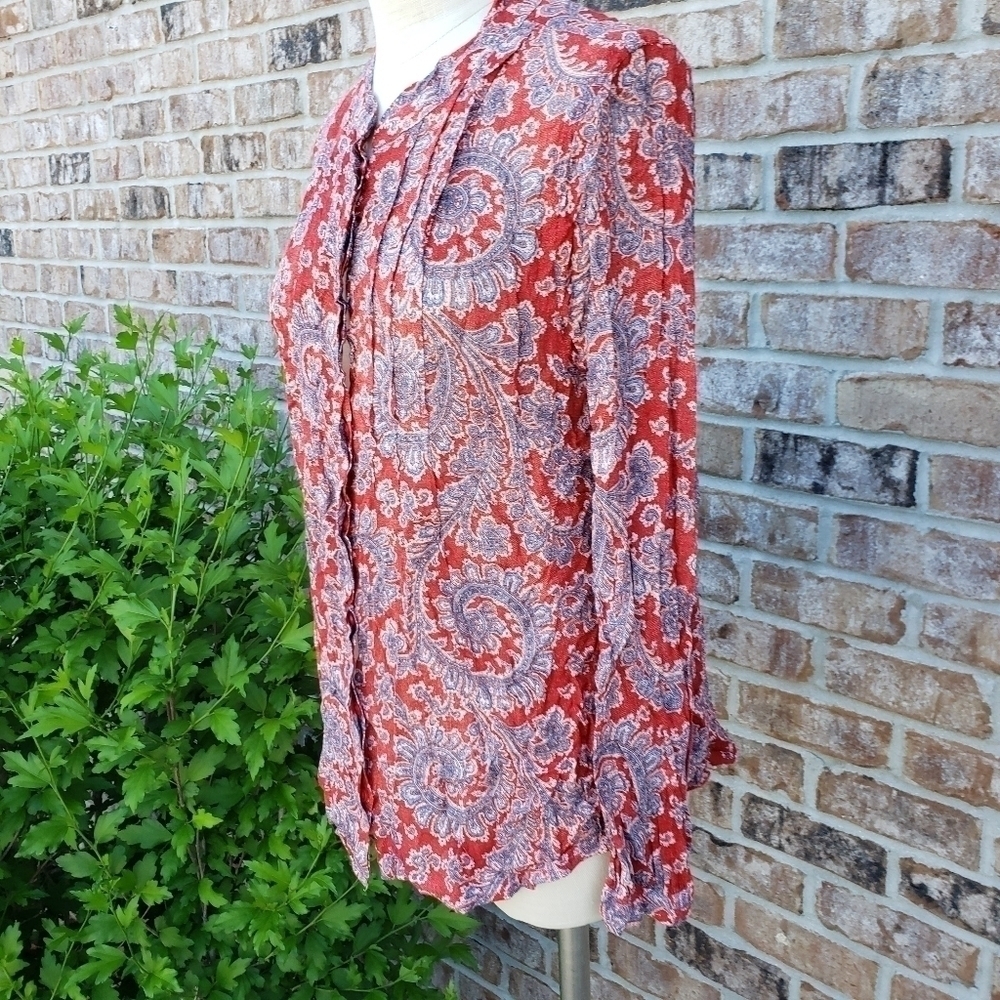 Lucky Brand Paisley Button Down Shirt Red M